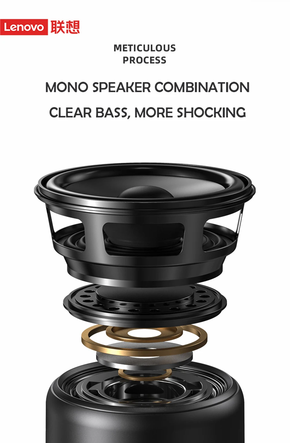 Lenovo Portable Wireless Bluetooth Speaker TWS Outdoor Loudspeaker Mini Column Stereo Bass Surround Music Box Waterproof Speaker