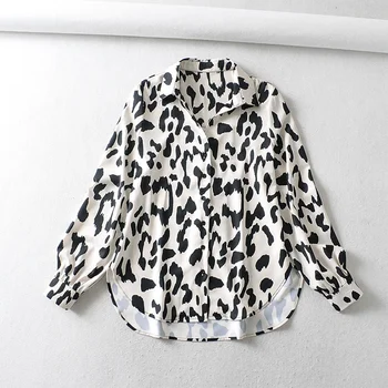 

Women Leopard Print Blouse Long-sleeved Shirt Blouse And Top Women 2020 Spring New Print Loose Summer Spring Shirt
