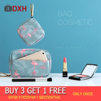 

DXH Mini Solid Color Flamingo Cosmetic Bag Cactus Travel Toiletry Storage Bag Beauty Makeup Bag Cosmetic Bag Organizer Hot Sale