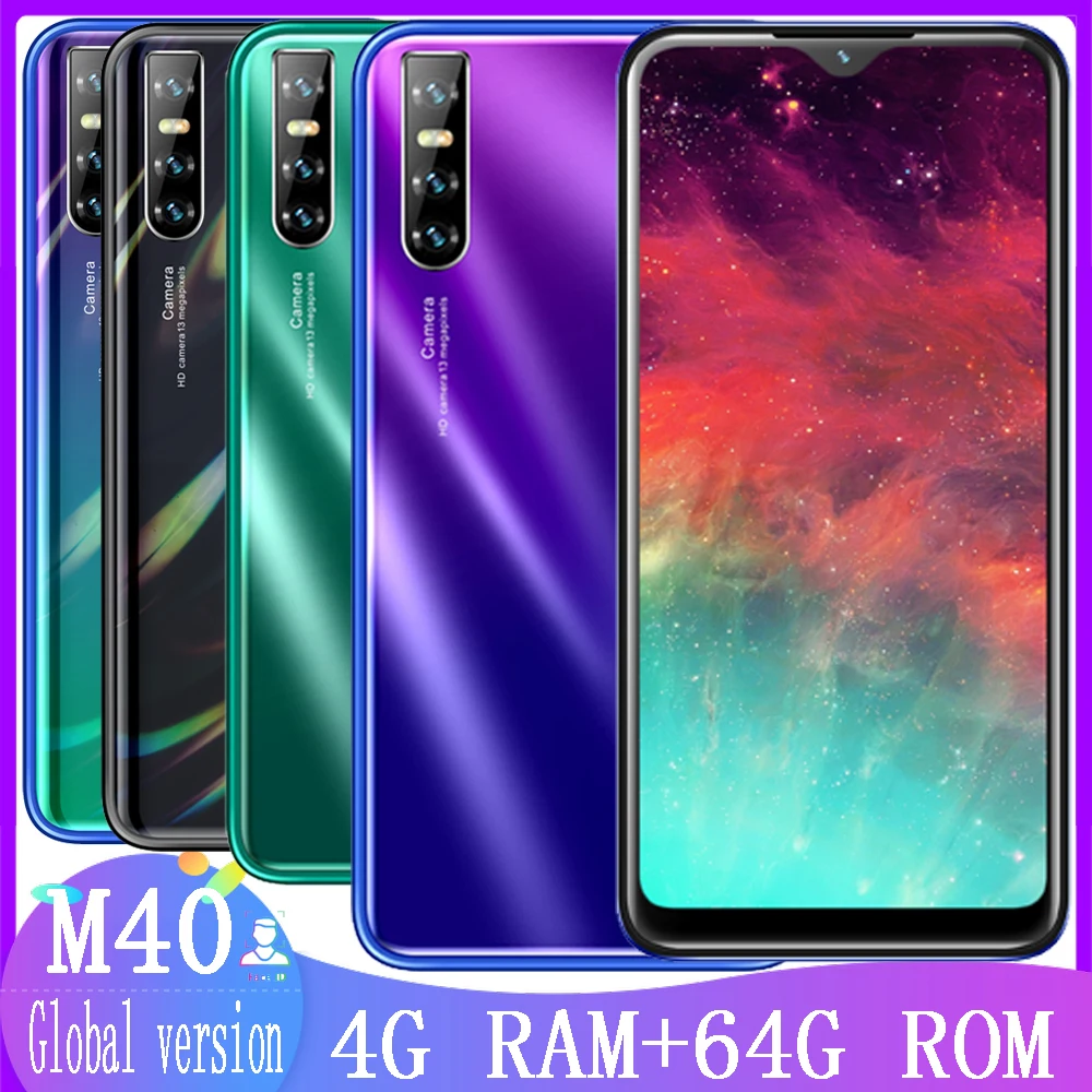 M40 капли воды с большим экраном смартфонов WI FI 4G Оперативная память 64G Встроенная