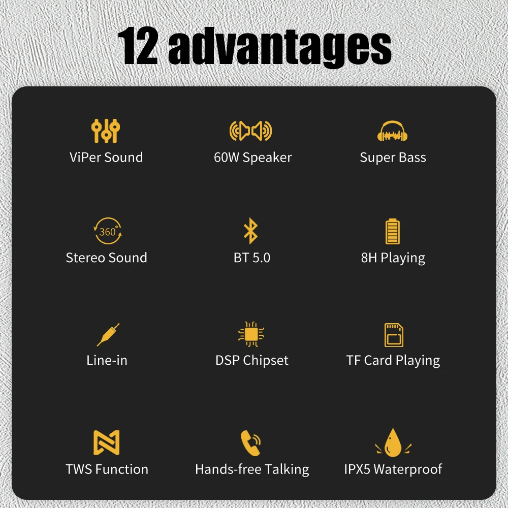 X8 60W Portable bluetooth speakers with subwoofer