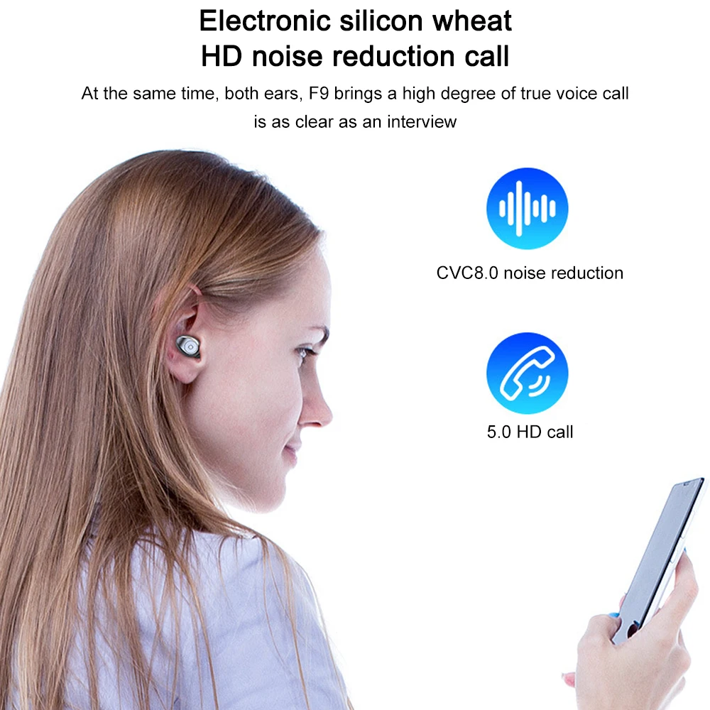 3-в-1 мини-наушники с Bluetooth/Bluetooth динамик/power bank F9 наушники-вкладыши TWS Bluetooth 5,0 наушники сенсорное управление Hi-Fi наушники для занятий спортом