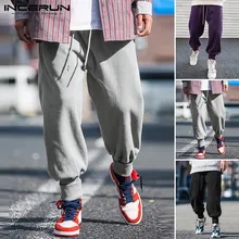 INCERUN зимние повседневные мужские одноцветные тепловые тренировочные брюки для бега, удобные прямые брюки с эластичной резинкой на талии, модные мужские брюки