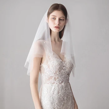 

Ivory Elegant Beading Bridal Veil One Layer 60-80cm Wedding Veil