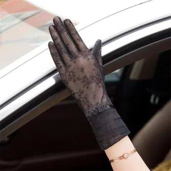 

Women's Autumn Slip-proof Touch Screen Long Style Sunscreen Sleeve Driving Gloves Lengthen Summer Lace Thin Gloves guantes