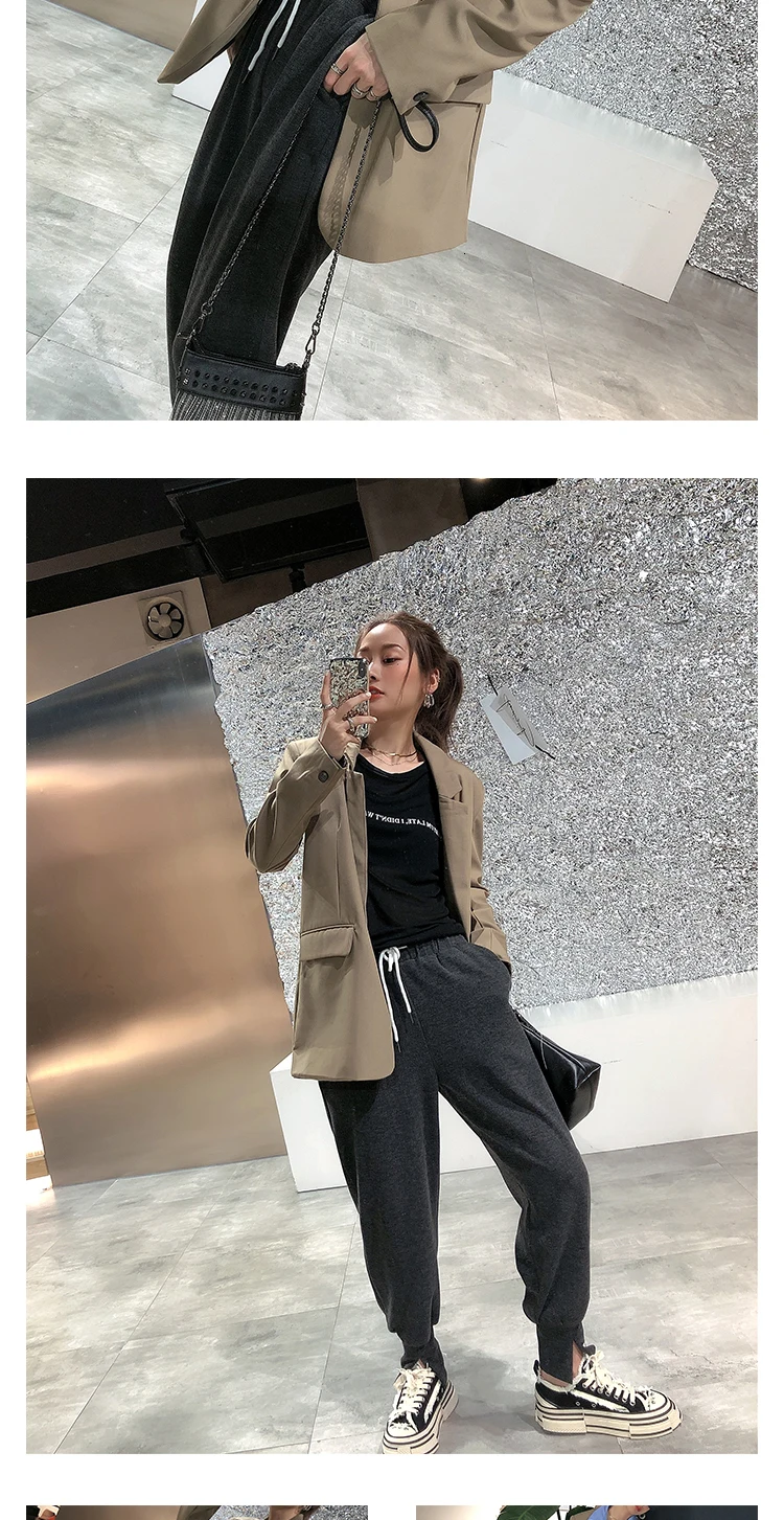 [EWQ] Autumn New Full Sleeve Plus Size High Quality Trend Coat Feminino Korean Style Lace Coffee Color Women Blazer QL568