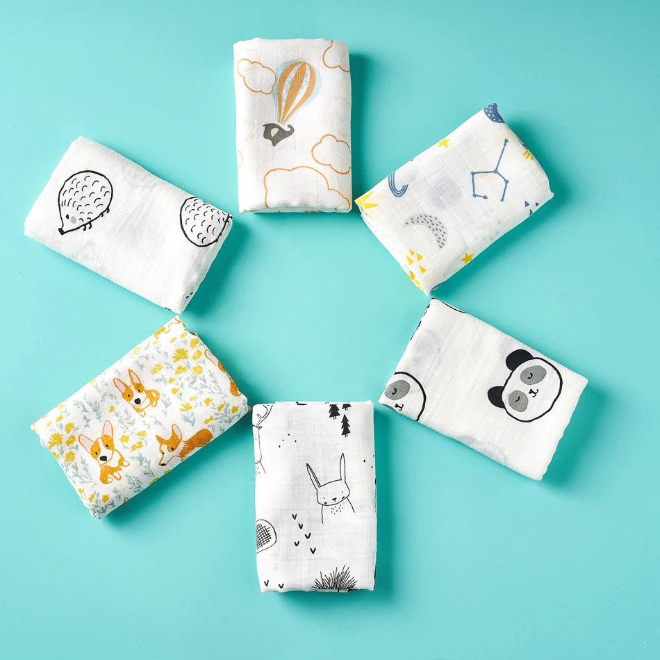 Kangobaby #My Soft Life# 5pieces Set Bamboo Cotton Swaddle Blanket Baby Bandana Bib Set 4