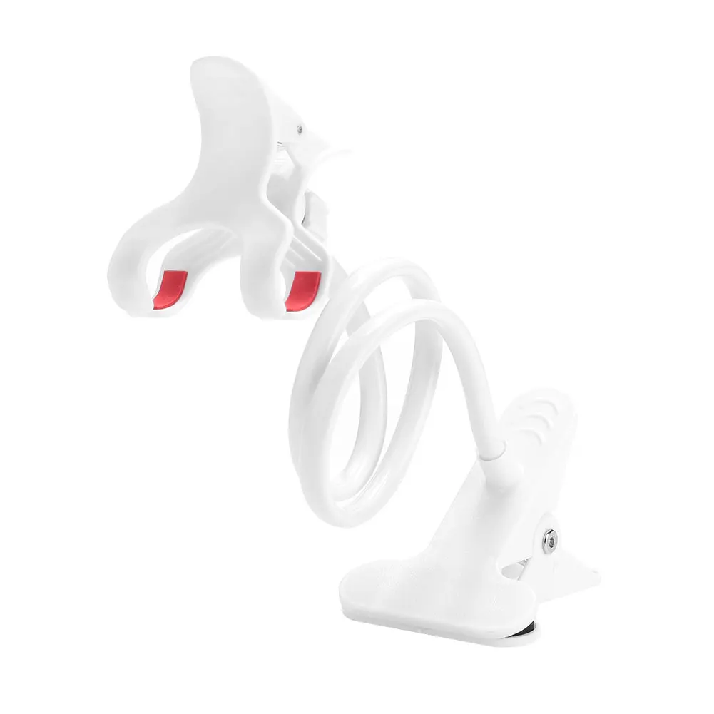 Phone Stand Clip Holder Premium Quality Phone Holder Desktop Automobile with Long Arm ABS Flexible Bracket - Цвет: white