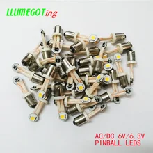 50pcs BA9S T4W #44 #47 Base with Flexible Wire Various Color Non polarity AC DC 6V 6.3V   Pinball Game Machine Led Bulbs