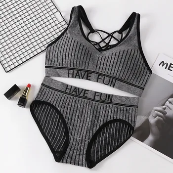 

Comfortable New Fashion Women Sexy Lingerie Set Wireless Bra Cross Back Comfort Active Bra & Brief Set Sport Underwear Sets