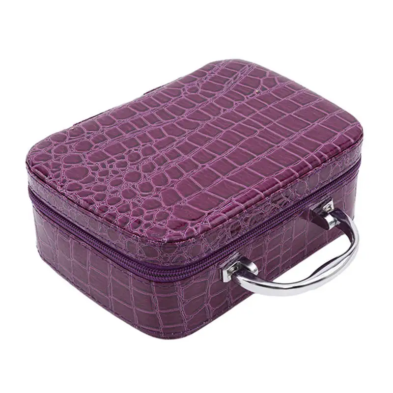 Косметичка, косметичка, женский красивый чехол, женская сумка из искусственной кожи, большая емкость, органайзер, коробка, Дорожный чемодан для туалетных принадлежностей, косметичка - Цвет: Purple