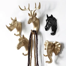 Креативные 3D крючки для стены украшения животных двери крючки декоративные крючки для одежды полимерные крючки олень носорог слон жираф лошадь декорации