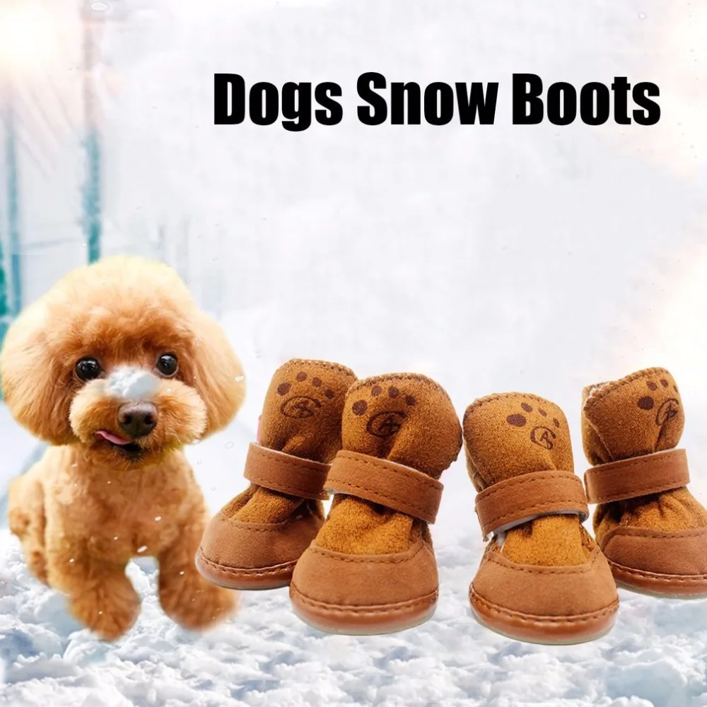 4 шт.; зимние сапоги для собак; зимние теплые мягкие удобные кашемировые ботинки для прогулок и бега; собачьи лапы; нескользящие Удобные товары для щенков