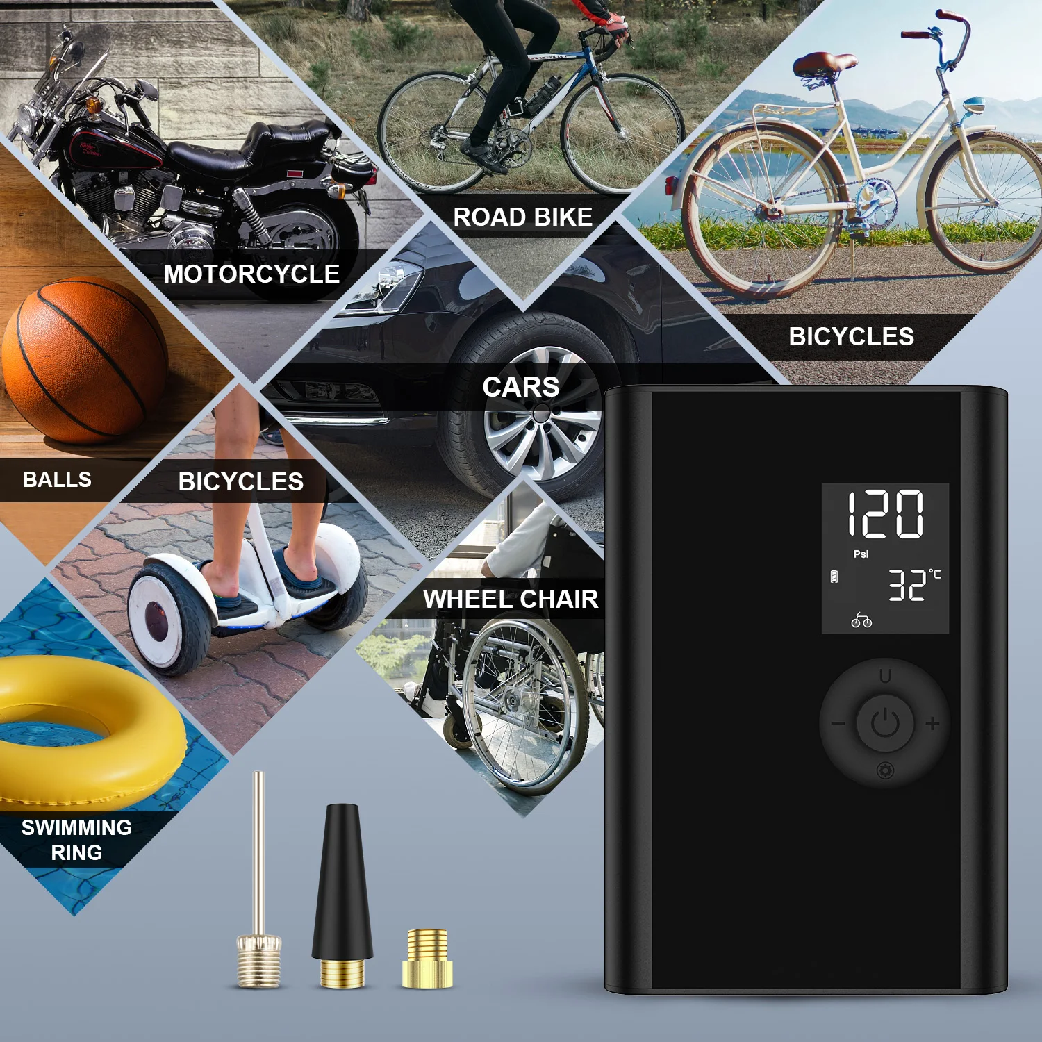 NEXPEAK �ڵ��� ���� ����� ������� ������ �ڵ��� Ÿ�̾� ��â�� ���� 150PSI ���� ������ �� �� LED ������ ǳ�� ����