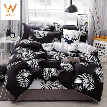 

WAZIR Leaf Prints Cotton Bedding Set Euro Bedspread Luxury Duvet Cover Pillowcase Bed Linens Set Twin Queen King Size Bedclothes