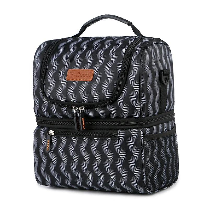 Водонепроницаемые Изолированные сумки для обедов для еды, напитков, Термосумка, сумка для льда, для путешествий, Необходимая сумка для пикника, Портативная сумка Bolsa Termica - Цвет: Striped Black