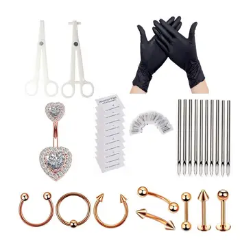 

Tattoo Body Kit Piercing Set Sterile Professional Complete Tattoo Piercing Tool Kit Tongue Eyebrow Ear Nose Belly Body Jewelry