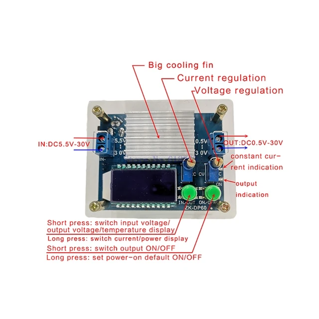 

A5-- DC DC Automatic Boost/Buck Converter CC CV Power Module 0.5-30V 4A 35W Adjustable Regulated power supply Voltmeter ammeter