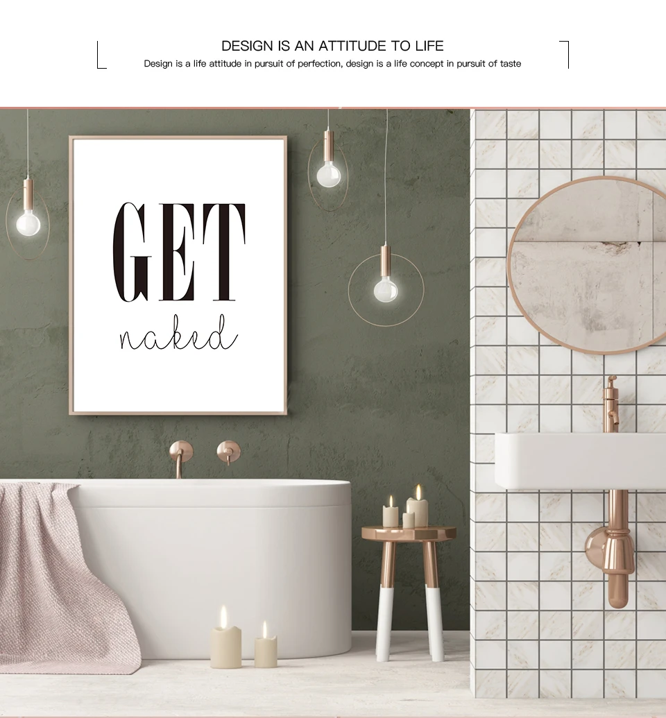 Modern Modular Bathroom Picture Artwork Murals Charts Home Decor and Print Get Naked Wall Painting Canvas Letter (5)