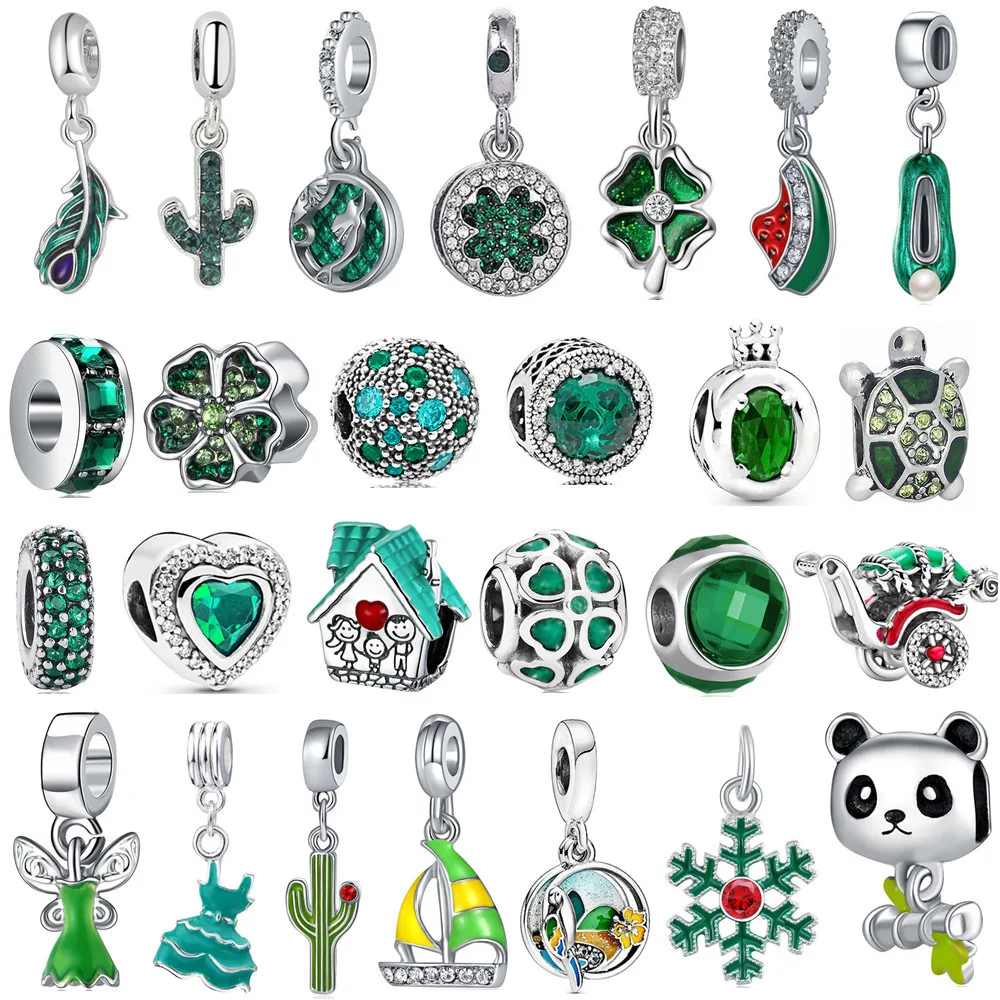 New Cute Green Watermelon Tortoise House Pendant Suitable for Original Pandora Charm Bracelet Necklace Lady DIY Jewelry Gifts | Украшения и