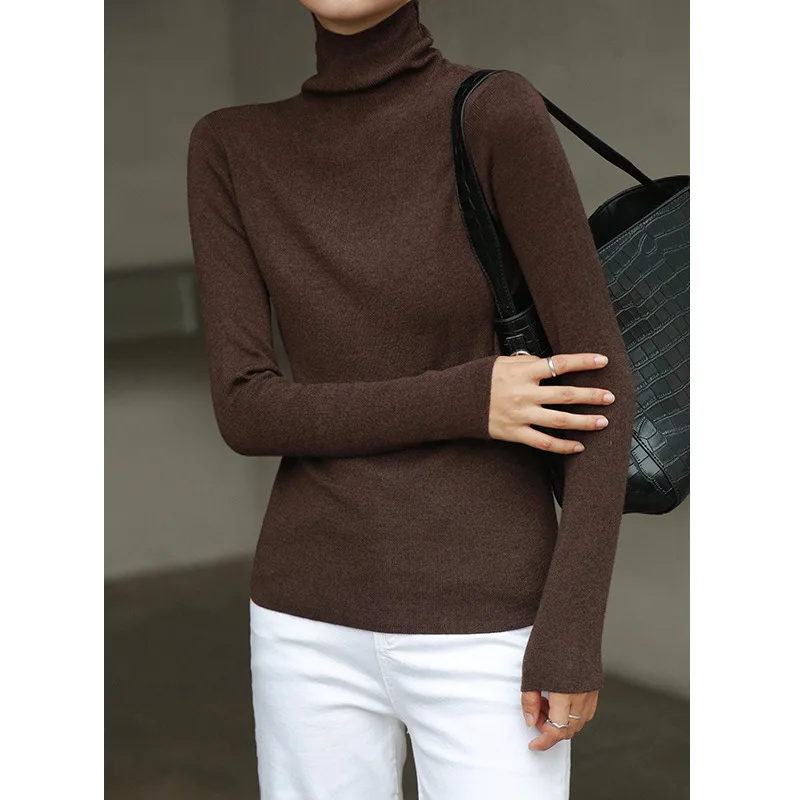 

Wool Blend Turtleneck Women Sweater and Pullovers 2019 Autumn Winter Solid Casual Fashion Pullover Slim Women Tops