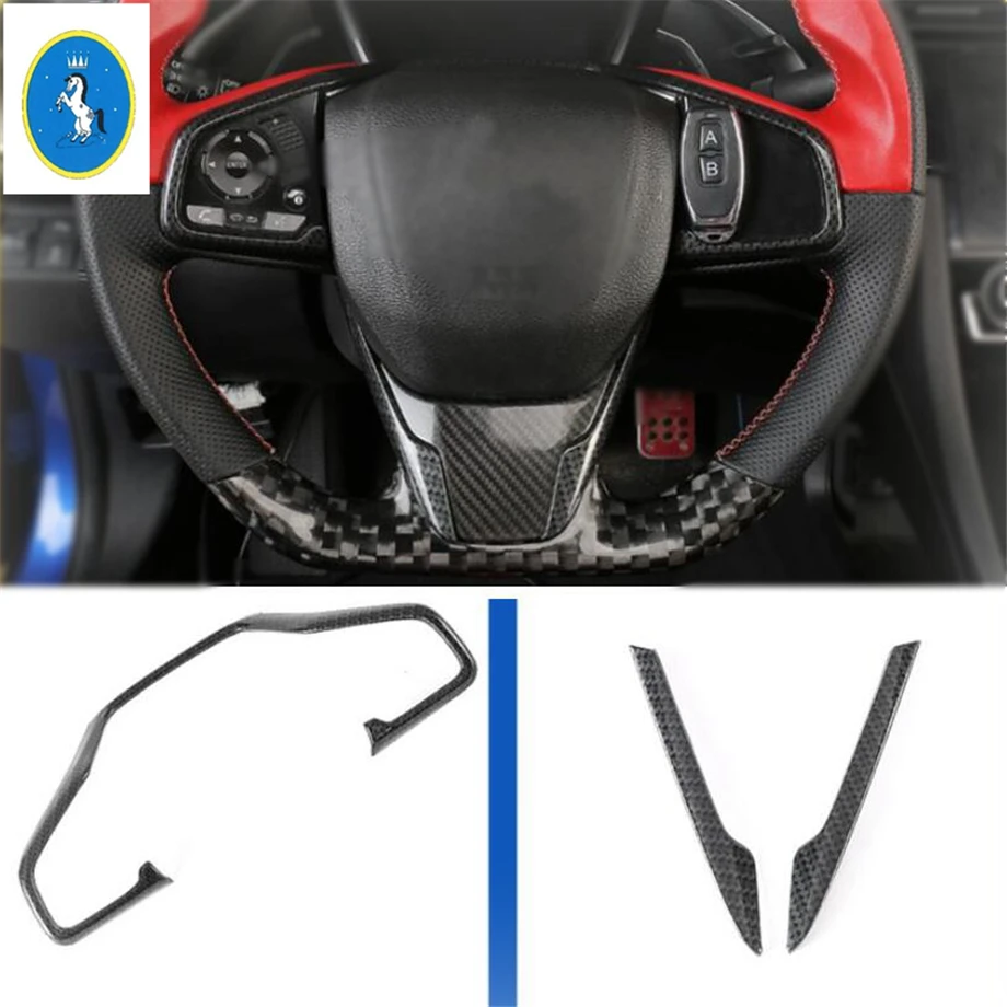 Yimaautotrim авто аксессуары для рулевого колеса украшения полосы крышка отделка Подходит для Honda Civic углеродное волокно ABS
