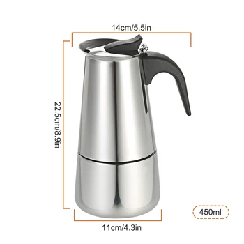 

New 450ml/300ml/200ml/100ml Coffee Maker Pot Espresso Percolator Coffee Stovetop Maker Mocha Pot for Use on Gas or Electric Stov