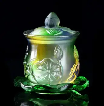 

COPPER STATUE Buddhism Supplies Glass Water Cup Lotus Holy Water Cup Purification Cup Avalokitesvara Lucky Cup