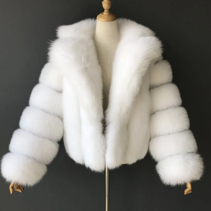 

HJQJLJLS 2021 Winter Mink Fuzzy Coat Women Luxury Faux Fox Fur Coat Thick Warm Lapel Long Sleeve White Black Fluffy Fur Jacket