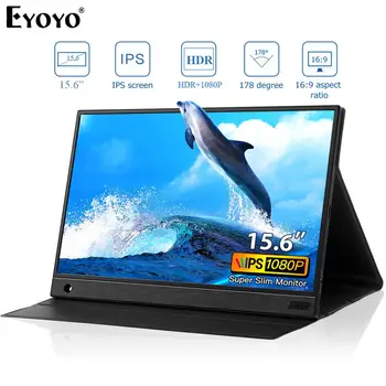 

Eyoyo EM15K HDMI USB Type C Portable Monitor 1920x1080 FHD HDR IPS 15.6 inch Display LED Moniteur for PC PS4 Xbox Phone Laptop