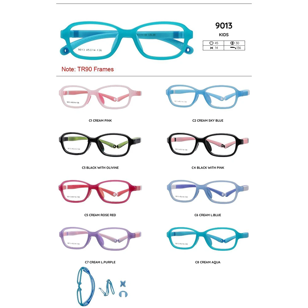 Kirka Children Eyeglasses Frames Full Rim Boy Girl Glasses TR90 Light Rectangle Flexible Kid Glasses Frame Non-slip Temples 9013 optical glasses frames