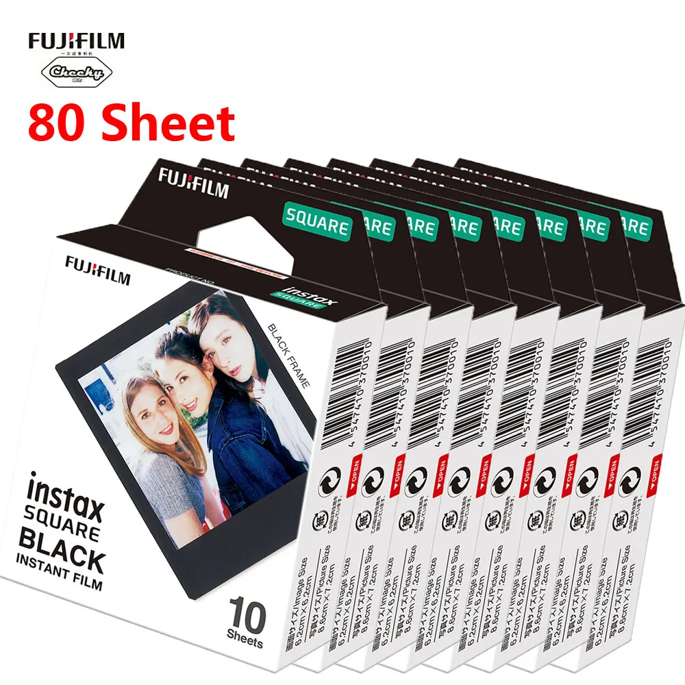 80 листов Fuji Fujifilm Black Edge instax Mini Film для SQUARE SQ20/SQ10/SQ6|Фотоплёнка| |