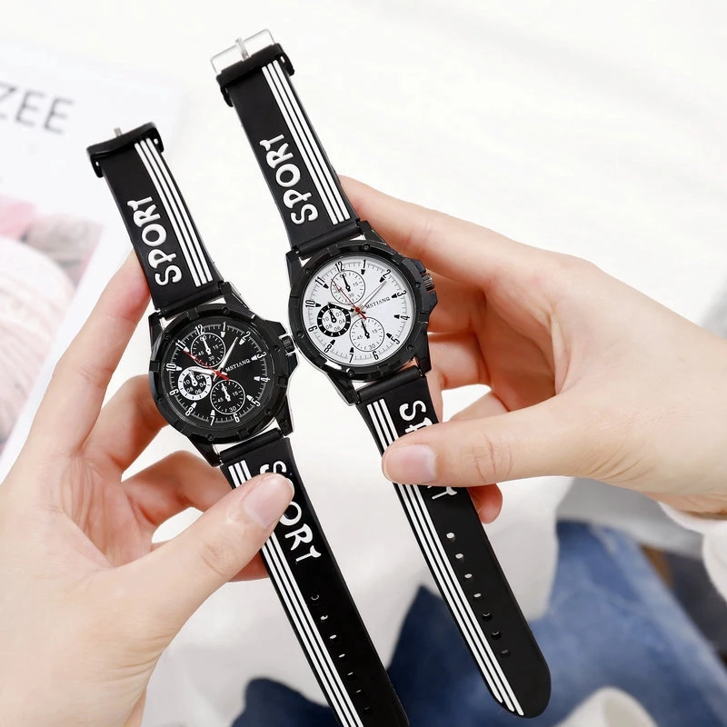 

Couple Watches Silicone Strap Quartz Analog Korean Simple Fashion Sport Wristwatch