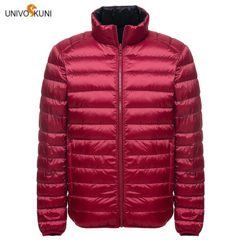 

UNIVOS KUNI Parka Men Casual Windproof Slim Winter Down Jacket Men's Stand Collar Overcoats Warm Male Outwear Hombre Invierno