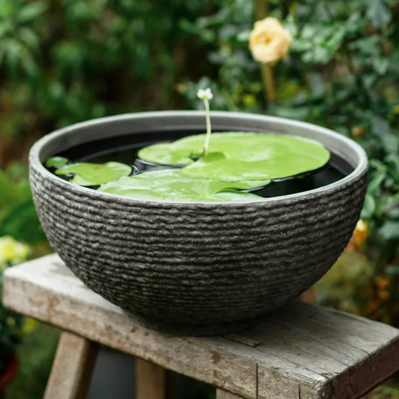 

Cement Flowerpot Cool Flowerpot Water Lily Basin Lotus Flowerpot Water VAT Bowl Lotus Grow in Water Extra Large Flowerpot Courty