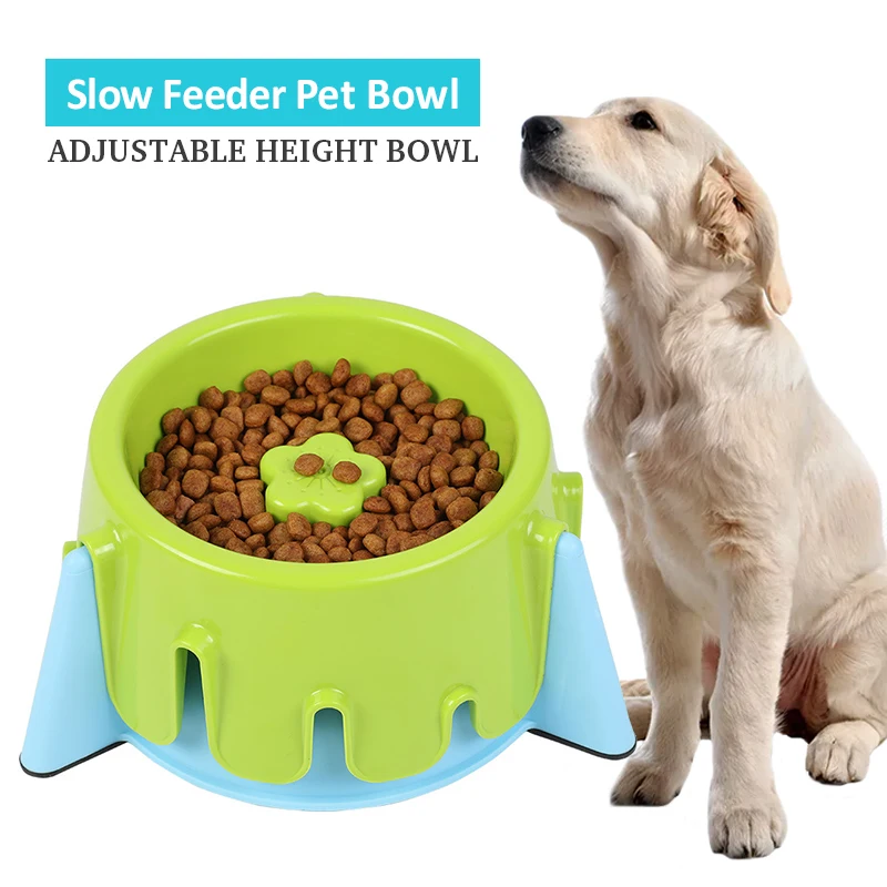 

Slow Eating Pet Feeder Dog Bowl PP Non-toxic Choking Prevention Dog Food Plate Neck Protection Adjustable Height Pets Dishes