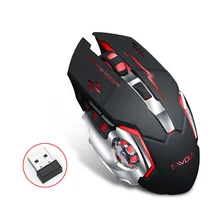 Перезаряжаемая беспроводная мышка Бесшумная эргономичная, игровая мышь 6 клавиш RGB подсветка 2400 dpi для ноутбука Pro Gamer