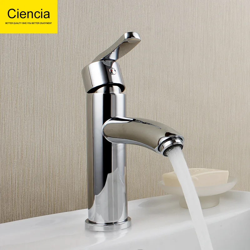 

Copper Chrome Plated Single Bore Cold Basin Faucet Short Basin Inter-platform Basin Washbasin Faucet Kaiping Ciencia