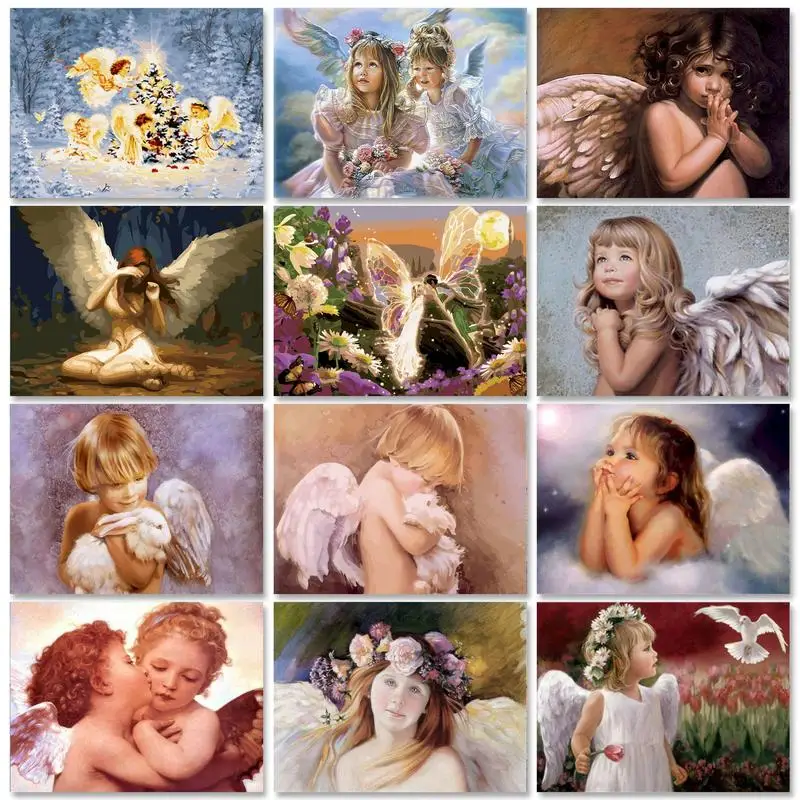 

RUOPOTY 40x50cm Painting By Numbers DIY Paint Kit Picture Drawing Angel Painting Numbers For Adults Decorative Paintings