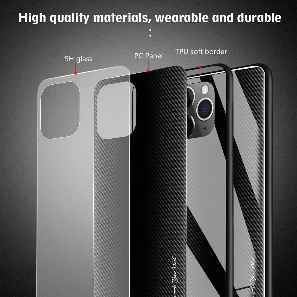 Текстурированный стеклянный чехол для телефона для iPhone 11 Pro Max задняя крышка для iPhone XS max XR X 6S 6 7 8 Plus защитный чехол