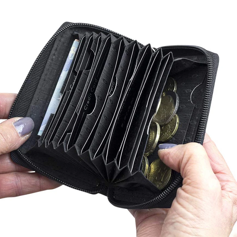 Натуральная кожа, кредитница, визитница, RFID, кошелек, держатель, маленькая молния, с 14 слотами для карт, для путешествий, для женщин, девушек, женщин, кошельки