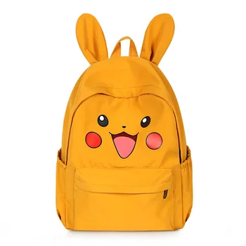 

Yellow Canvas backpack For School Teenager Girls Cute Pokemon Backpack Pikachu Students School Bag Large Kuwaii Casual Back Pack