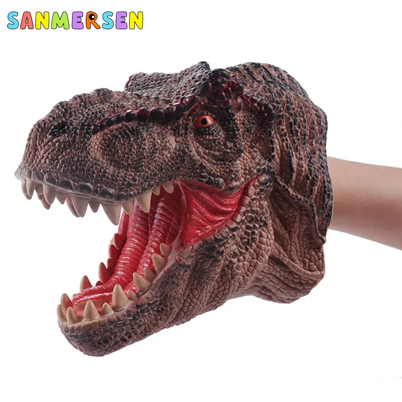 Realistic Soft Dinosaur Animal Hand Puppet Kids Role Play Halloween Toy Gift 