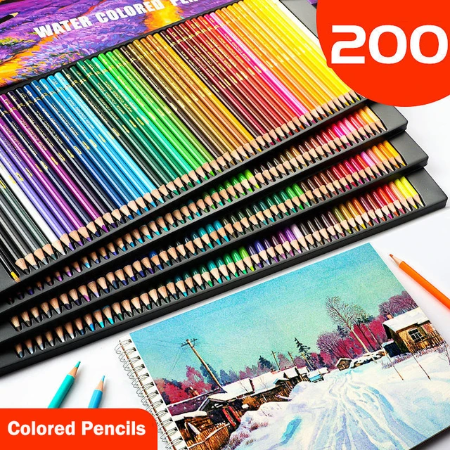 200/150/120/72/48 Professional Oil Colors Pencil Set Aquarelle Dessin Crayons  de Couleur avec Sac de Rangement Crayons de Couleur Enfants