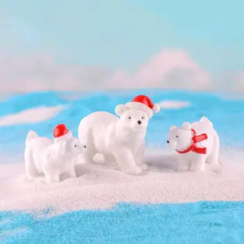

3pcs Cartoon Polar Bear Resin Figurine Toy Mini Figurine Fairy Home Garden Decor with Sufficient Durability and Ruggedness