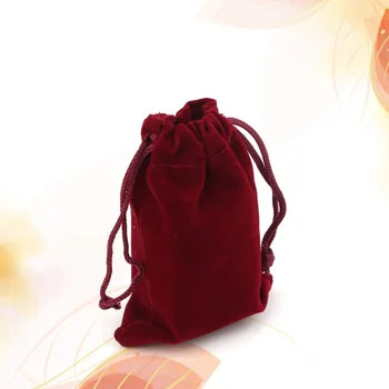 

10pcs 7*9cm Velvet Drawstring Wedding Favor Gift Bags Candy Bag Jewelry Pouch (Wine Red)
