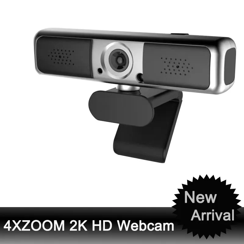 2K веб камера 1080P Full HD 4x zoom USB с микрофоном вращение на 360 ° для ПК компьютера прямая