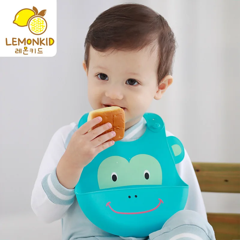 

Lemonkid South Korea 19 Years New Style 6 Color Silica Gel Children Bib Environmentally Friendly Tasteless Baby Pinny Cartoon Bi