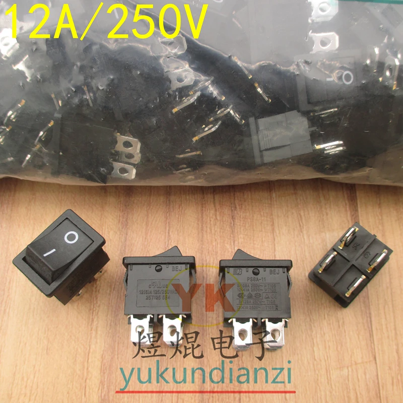 PS8A-11 высокое качество KCD1-104 тумблер 12А 6А 250 В медный контактный серебристый 4