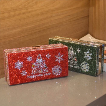 

Christmas Tree Clutch Purses for Women Evening Rhinestone Handbags Ladies Party Dinner Bag